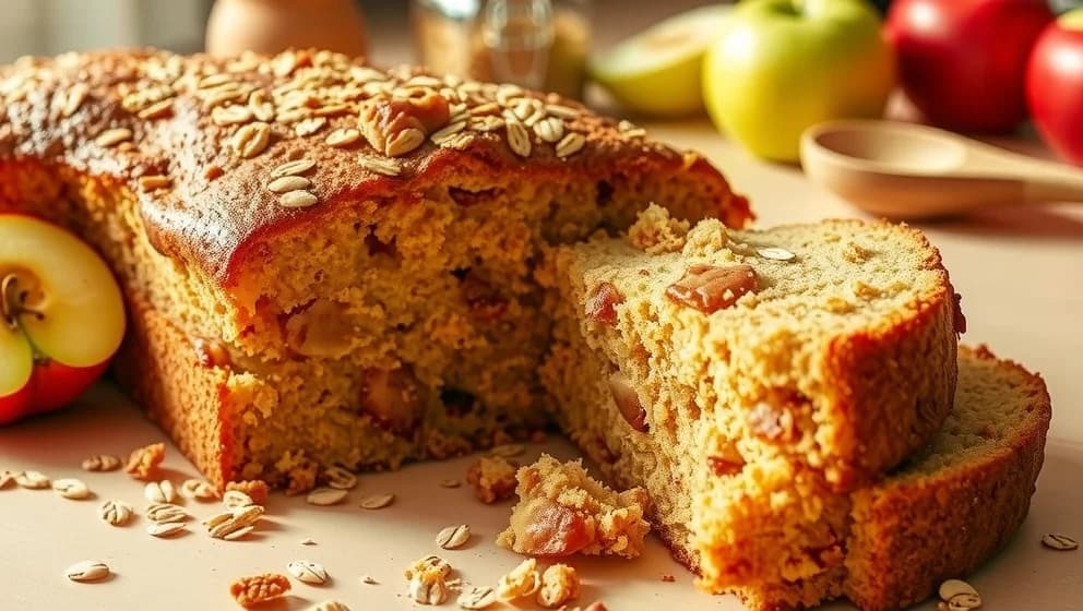 Sockerkaka med äpple och havregryn